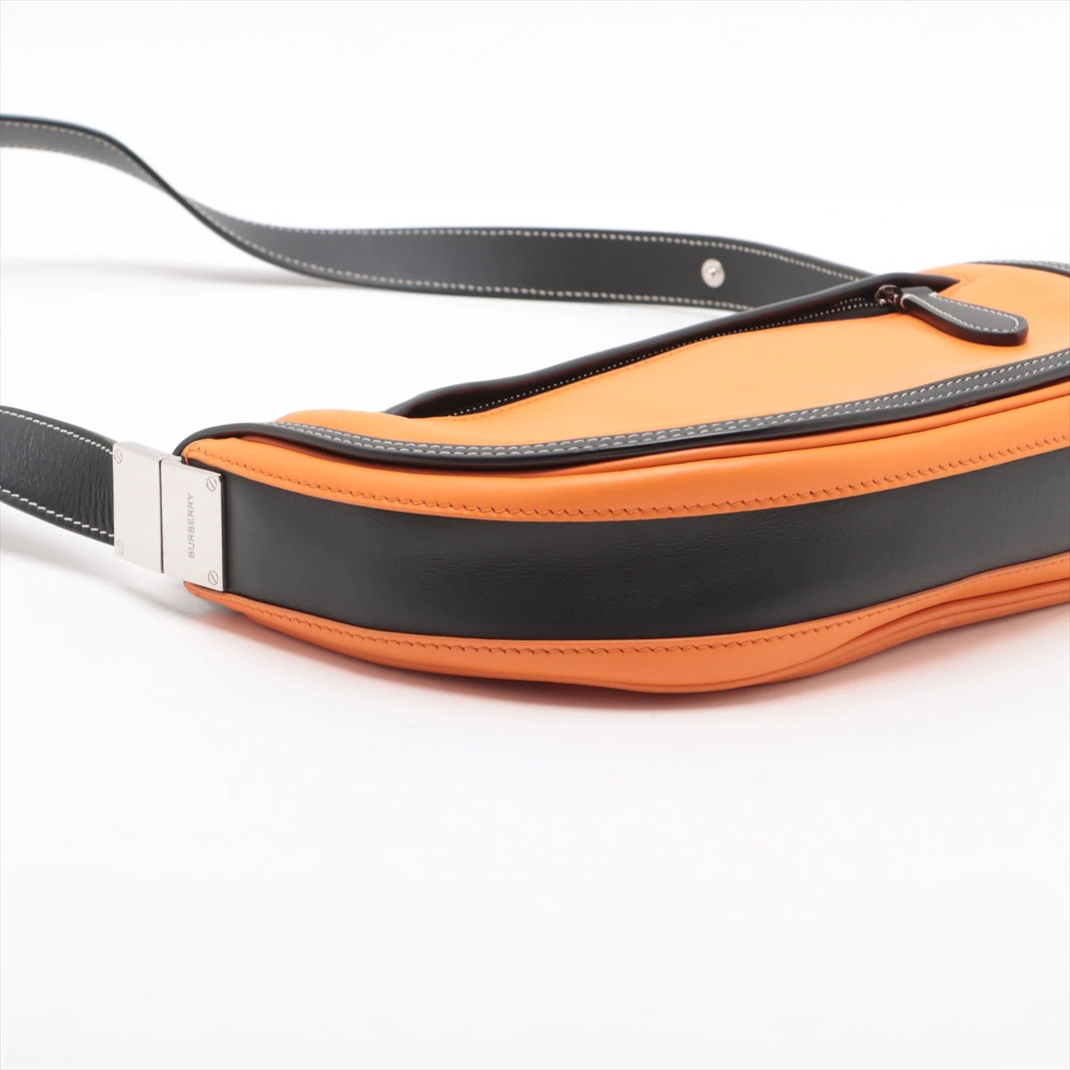 バーバリー オリンピア レザー ショルダーバッグ オレンジ×ブラック