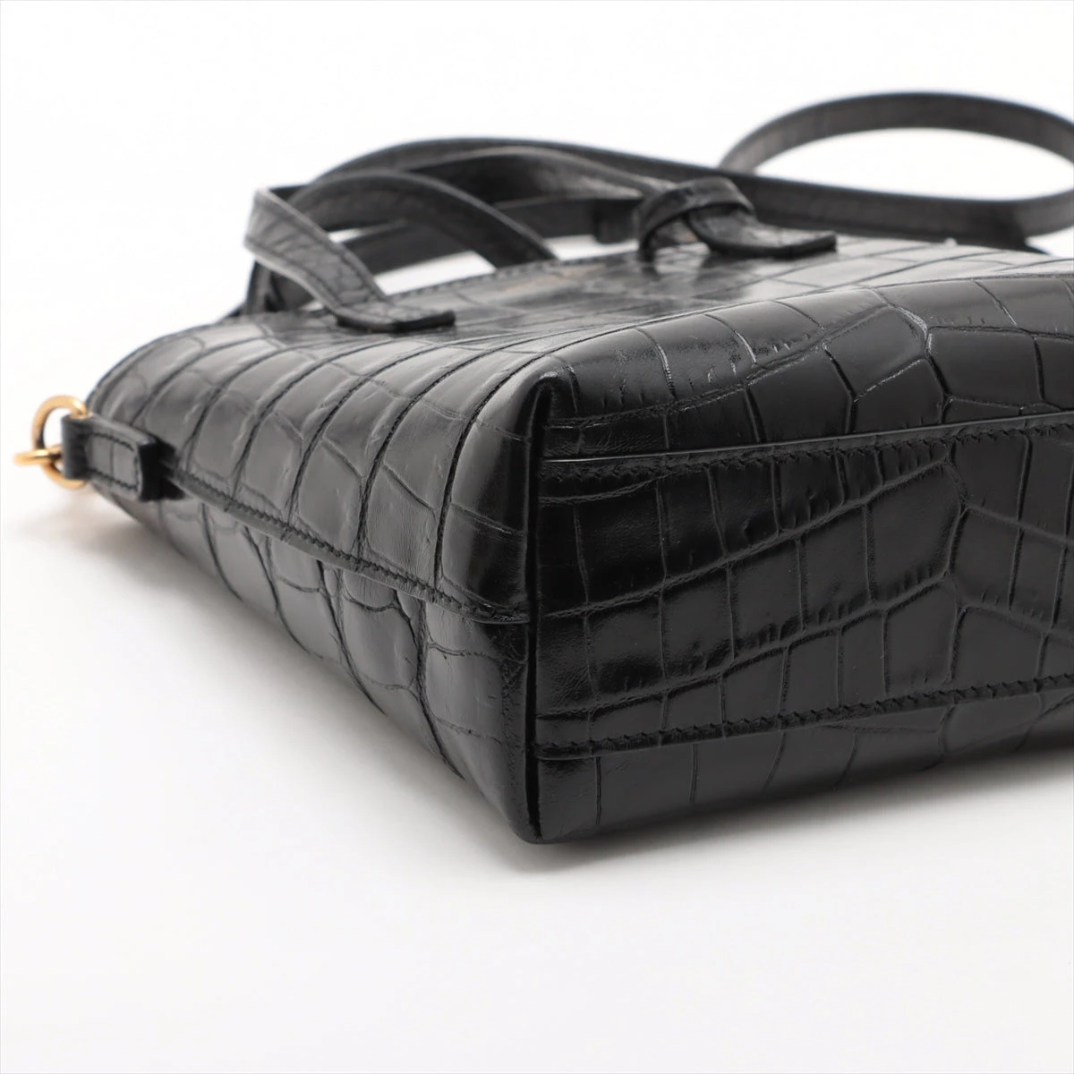 サンローラン ショルダーバッグ ハンドバッグ 巾着 エマニュエル クロコ型押し サンローラン ショルダーバッグ ハンドバッグ 巾着 エマニュエル