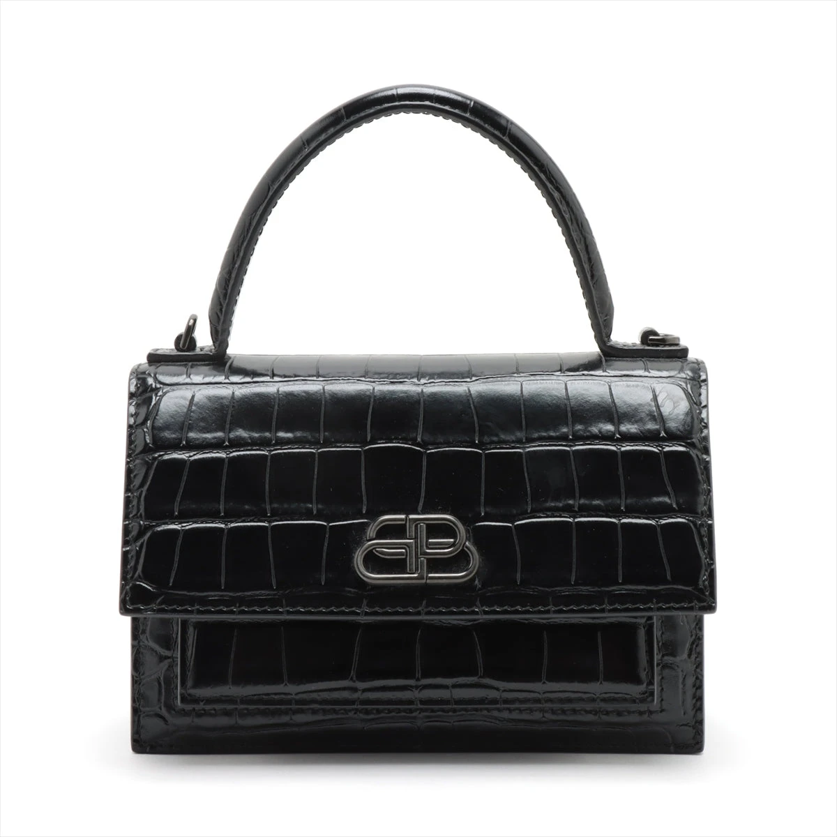 バレンシアガ サッチェル クロコ型押し 2WAYハンドバッグ