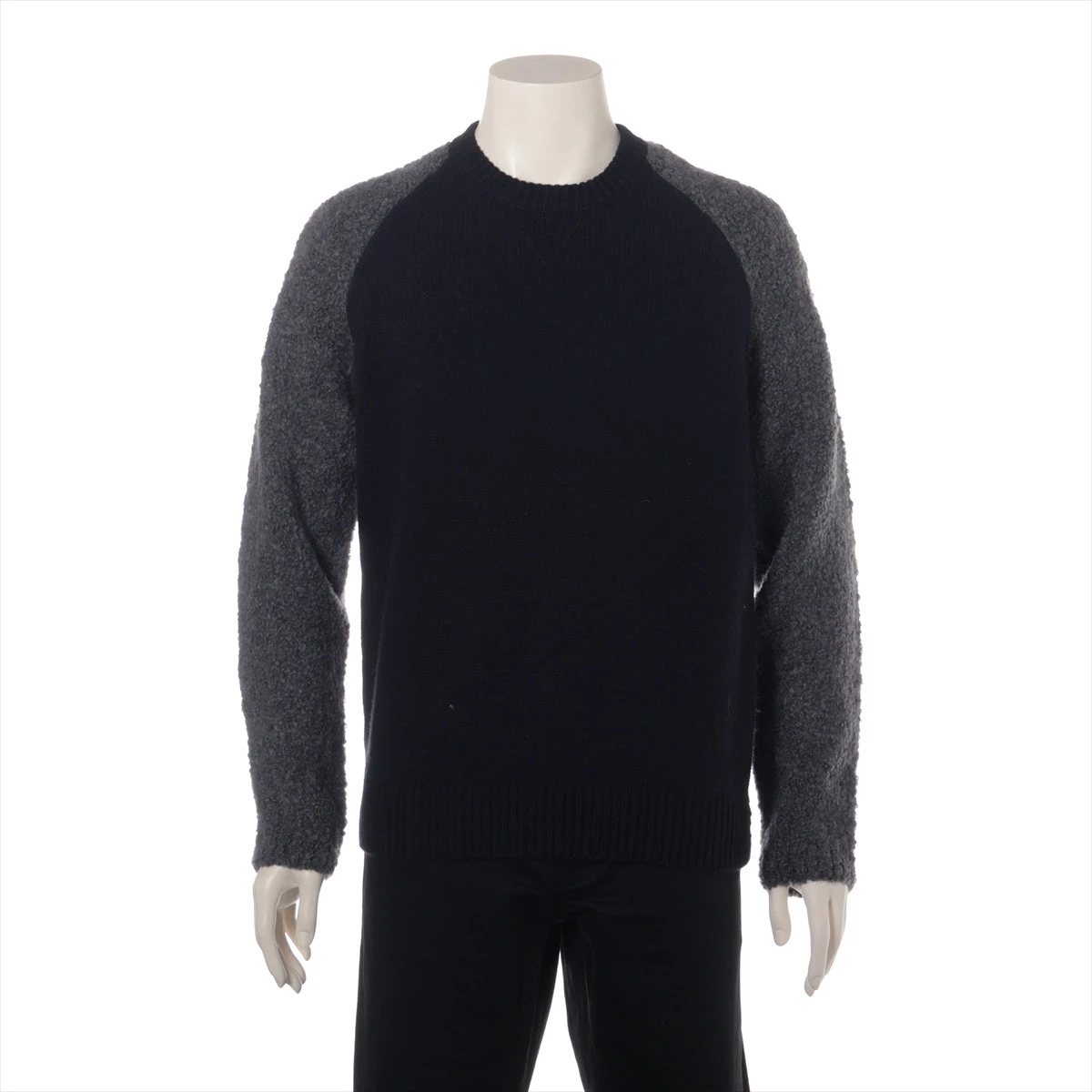 エルメス 20AW ウール×カシミヤ ニット M メンズ ブラック×グレー 02  