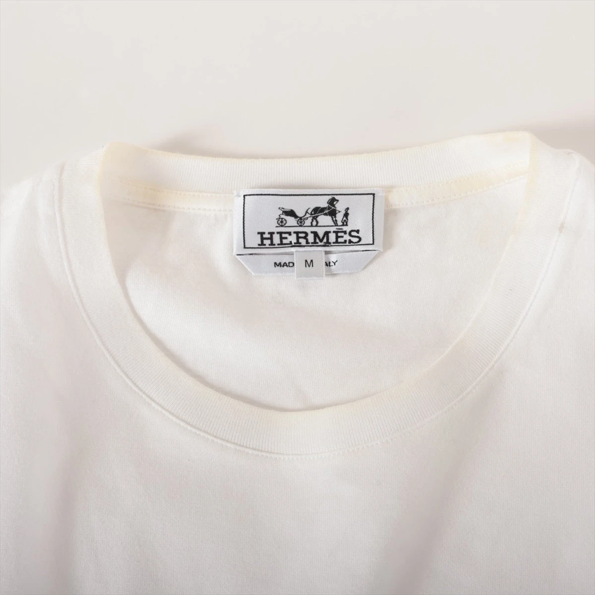 エルメス 21SS コットン Tシャツ M メンズ ホワイト 11-5752 品タグ剝  