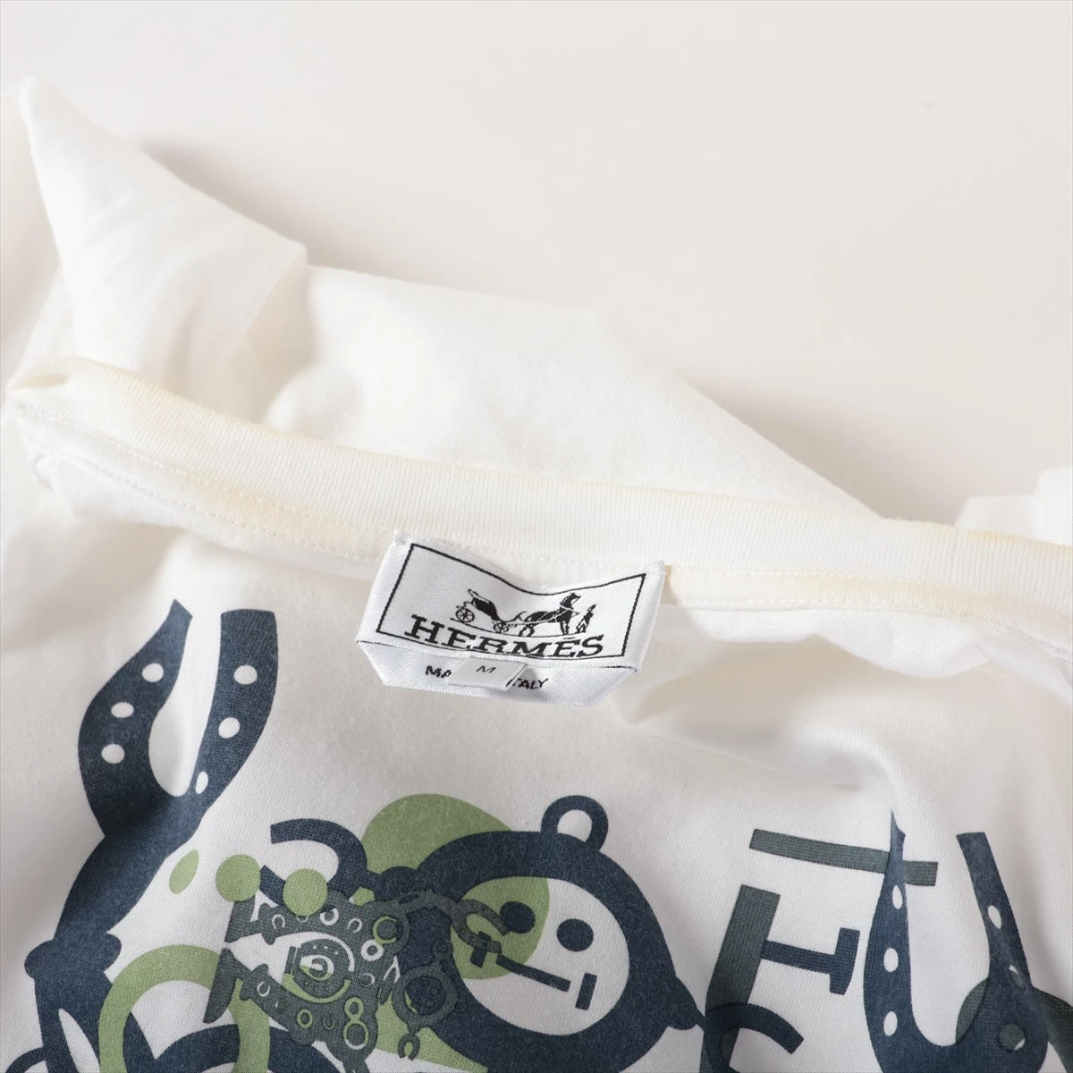 エルメス 21SS コットン Tシャツ M メンズ ホワイト 11-5752 品タグ剝  