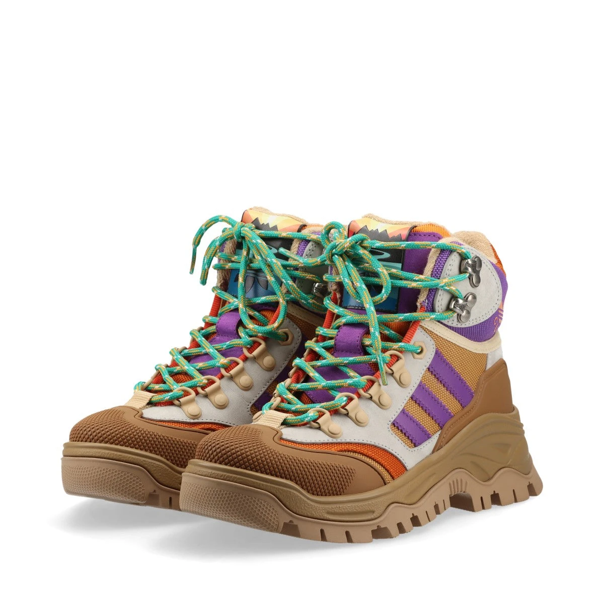 aua様 グッチ×アディダス レザー×ファブリック ハイカットスニーカー