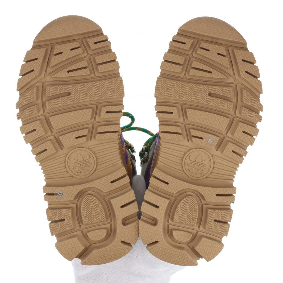 aua様 グッチ×アディダス レザー×ファブリック ハイカットスニーカー