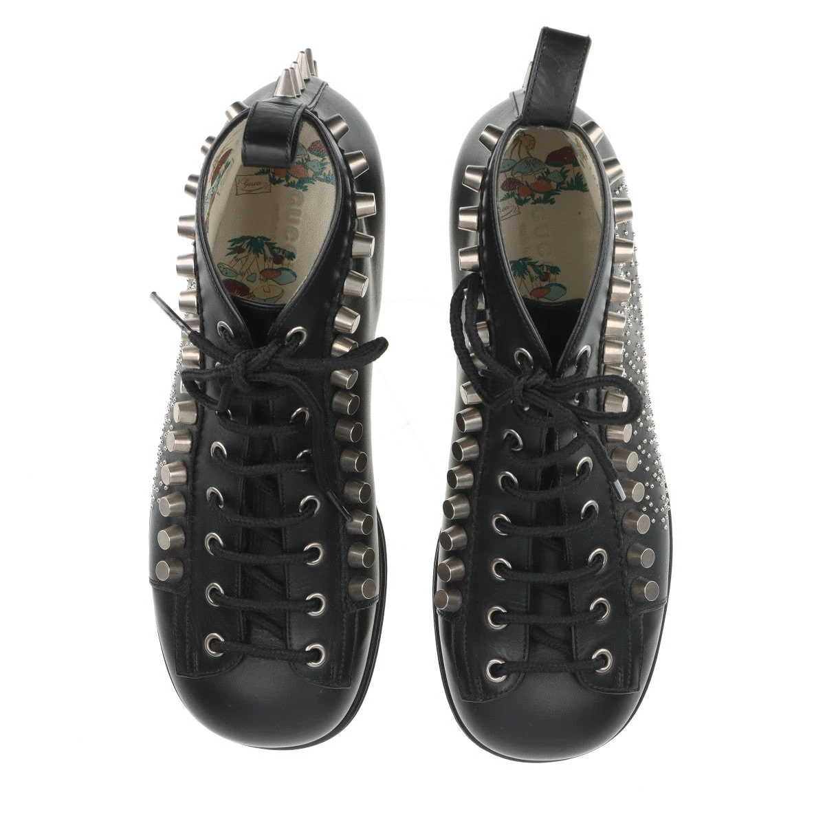 グッチ レザー ショートブーツ 37 1/2 レディース ブラック 635878