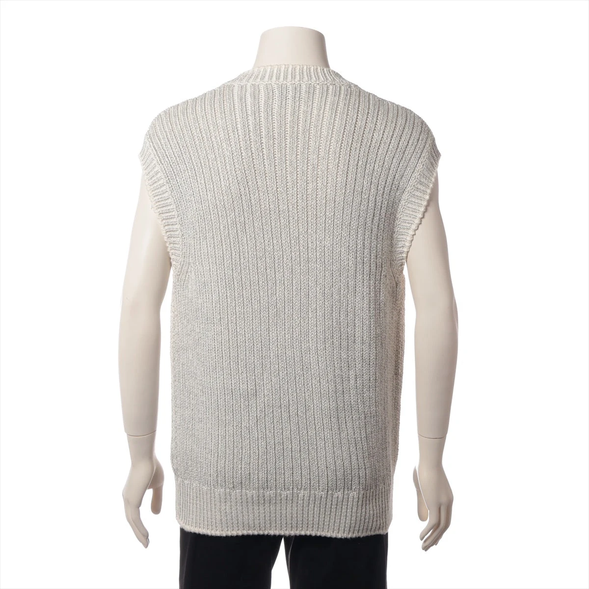 エルメス コットン×ナイロン ニットベスト L メンズ ブラック×ホワイト