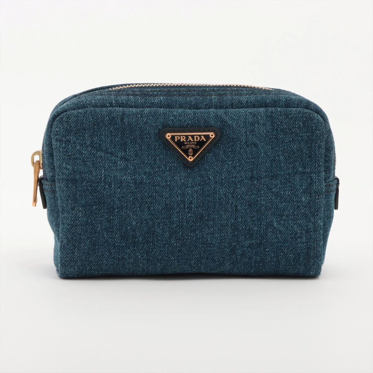 PRADA ロゴ入り 青色キャンバスポーチ PRADA ロゴ入り 青色キャンバスポーチ