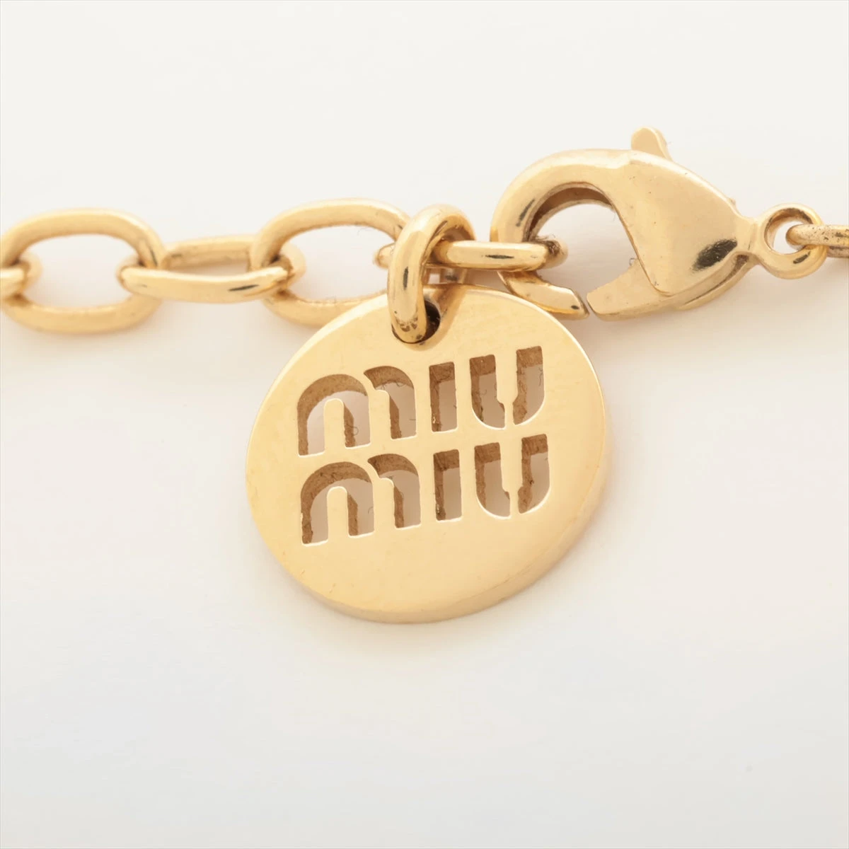 ミュウミュウ ロゴ ネックレス GP ゴールド×ピンク VO015244