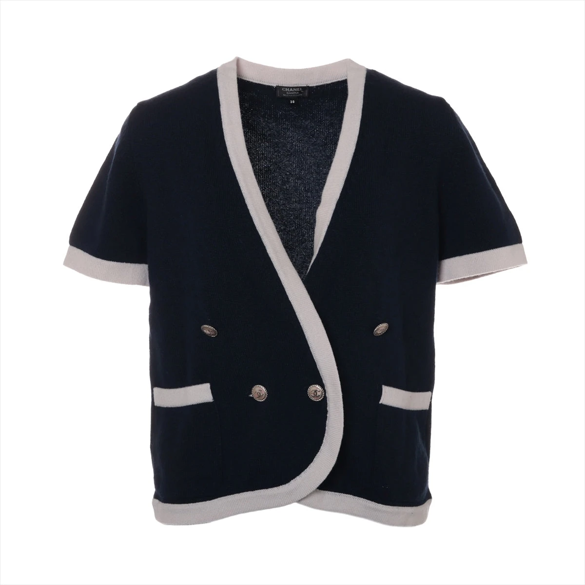 CHANELシャネル 優雅なココボタンのカシミア入りカーディガンsize38