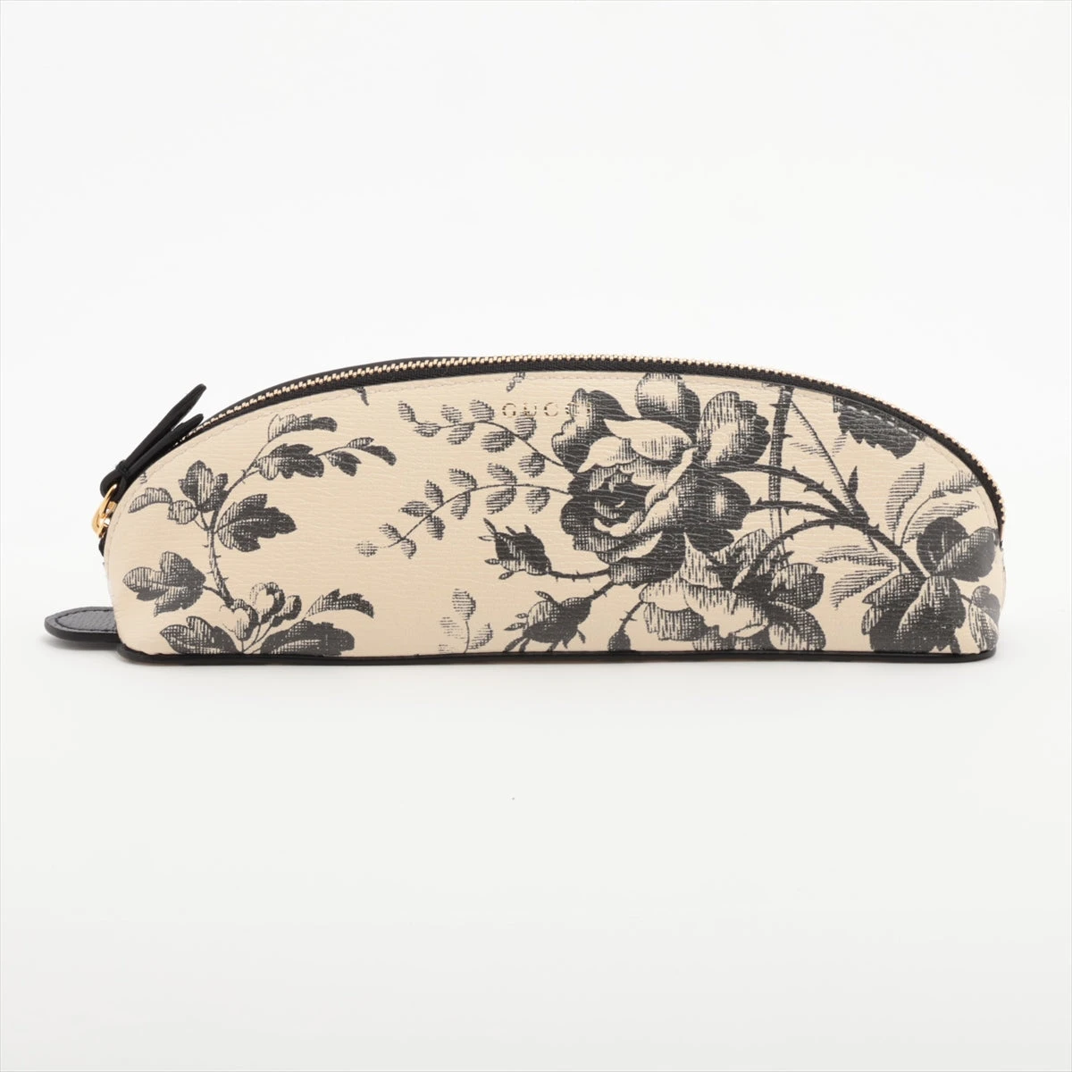 極美品✨GUCCI グッチ ハーバリウム ペンケース 筆箱 662130 正規品 グッチ 662130 レザー ペンケース アイボリー×ブラック A3441660｜中古