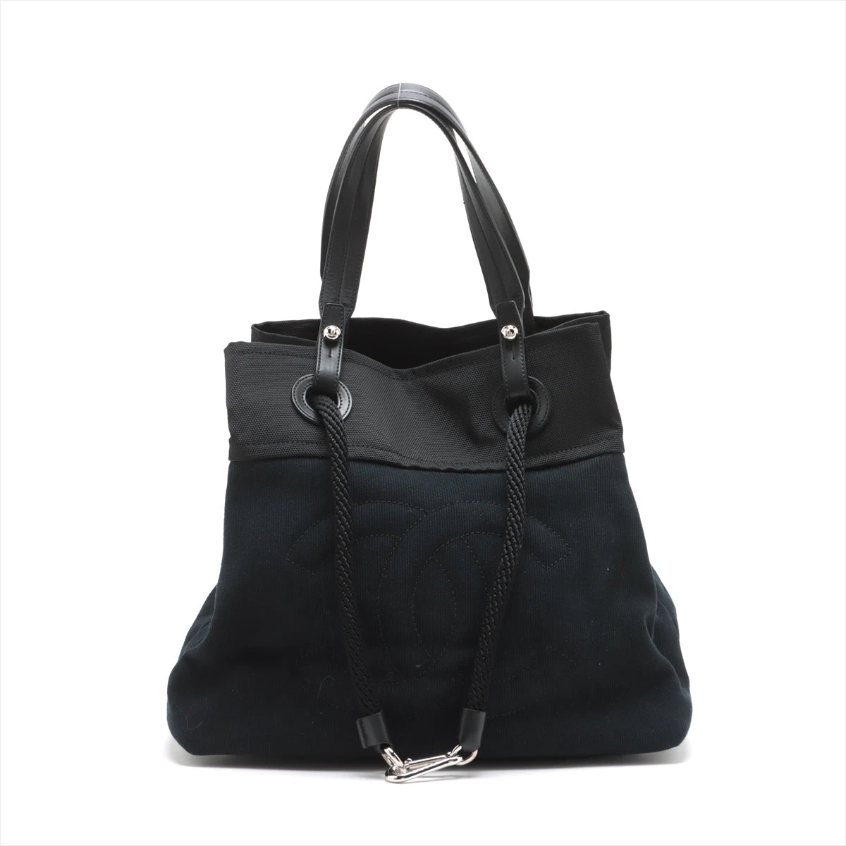 シャネル ココマーク キャンバス トートバッグ ブラック シルバー金具