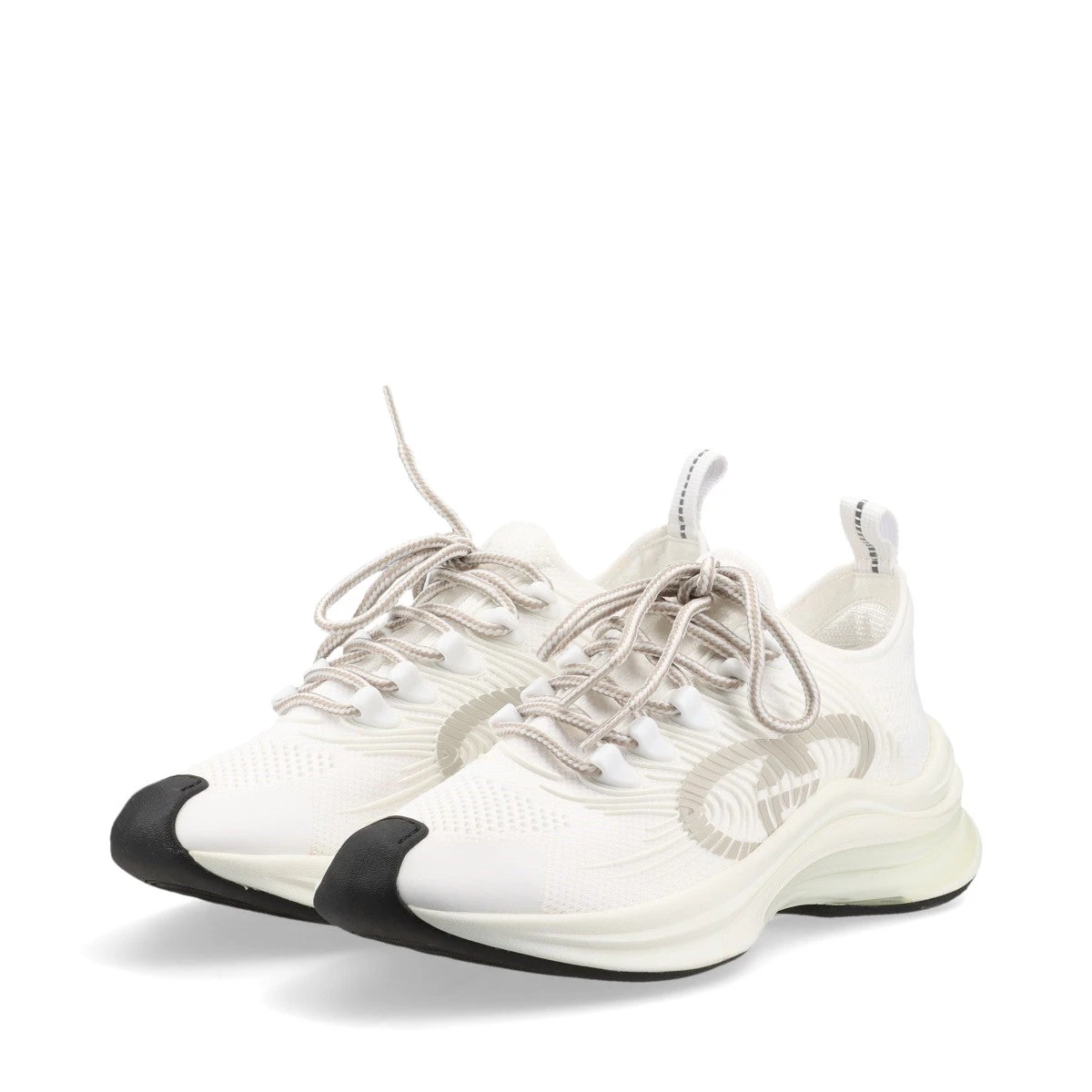 グッチ GUCCI RUN ニット×ラバー スニーカー 36 レディース ホワイト 