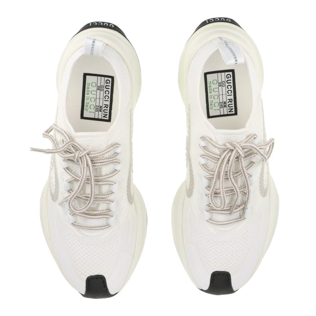 グッチ GUCCI RUN ニット×ラバー スニーカー 36 レディース ホワイト 
