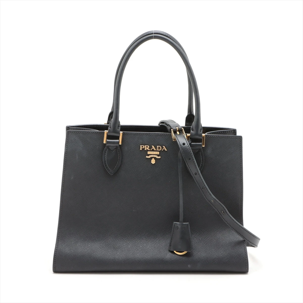 プラダ サフィアーノ レザー 2WAYハンドバッグ ブラック 1BA118