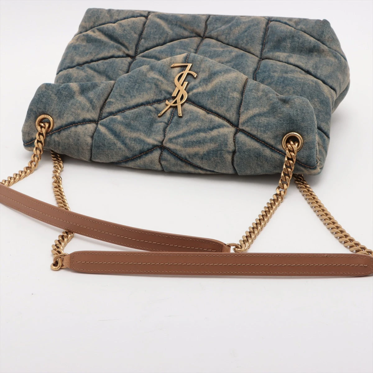 ☆送料関税込☆Saint Laurent Loulou デニム ショルダーバッグ☆ サンローランパリ パファー デニム×レザー チェーンショルダー