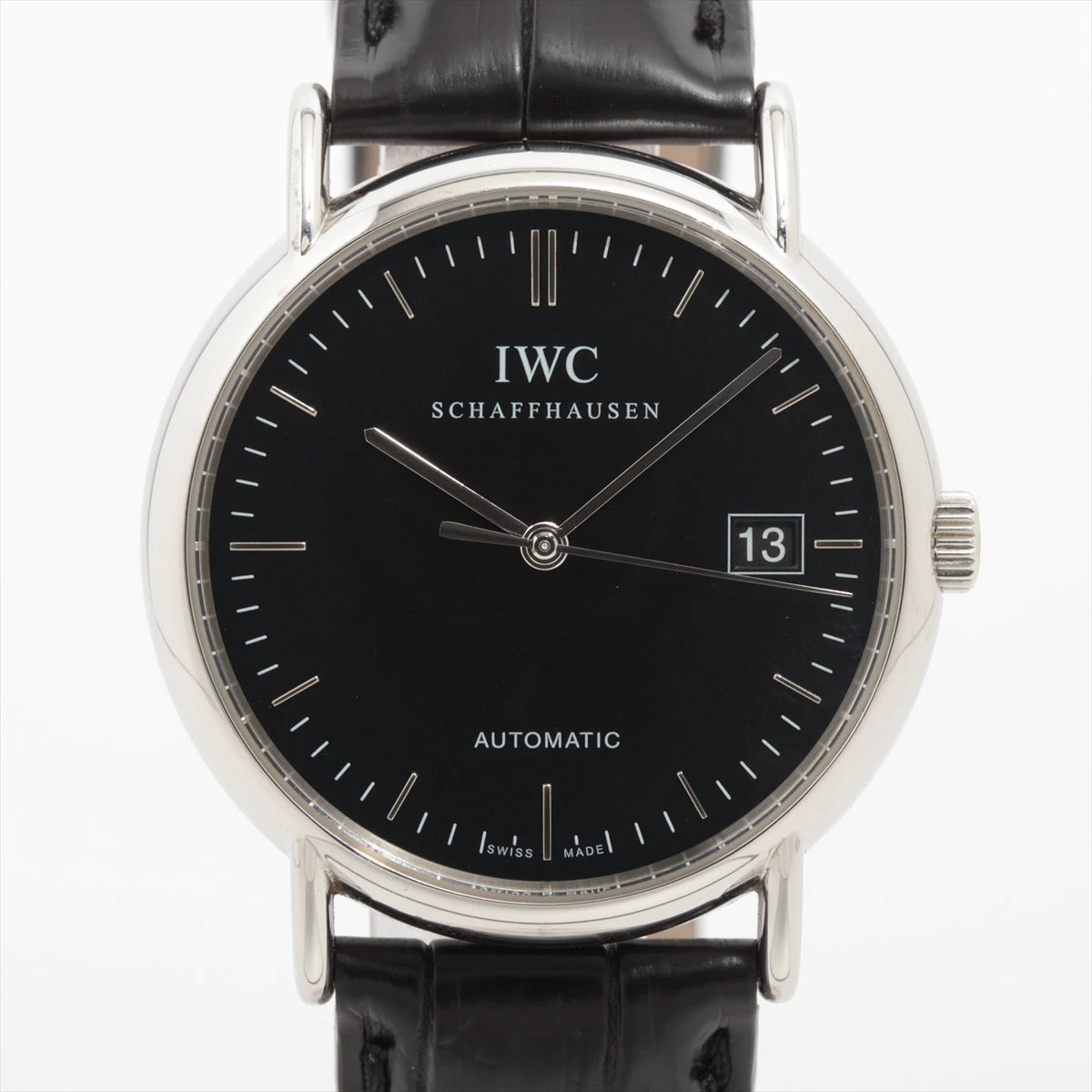 IWC ポートフィノ IW353306 SS×社外革 AT 黒文字盤 A3444027