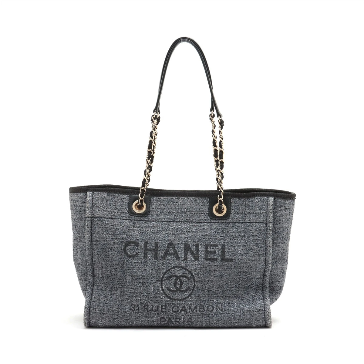 CHANEL ドーヴィル ポーチ グレー×ブラック シャネル ドーヴィル トートバッグ｜グレー｜中古ブランド品