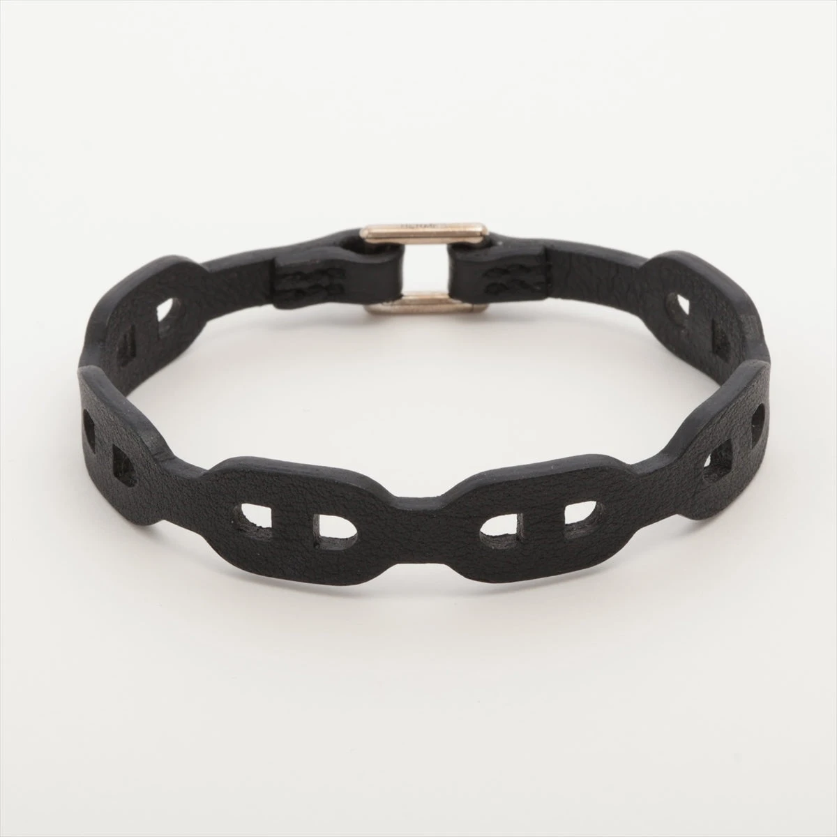エルメス シェーヌダンクル ブレスレット M レザー ブラック A3447376