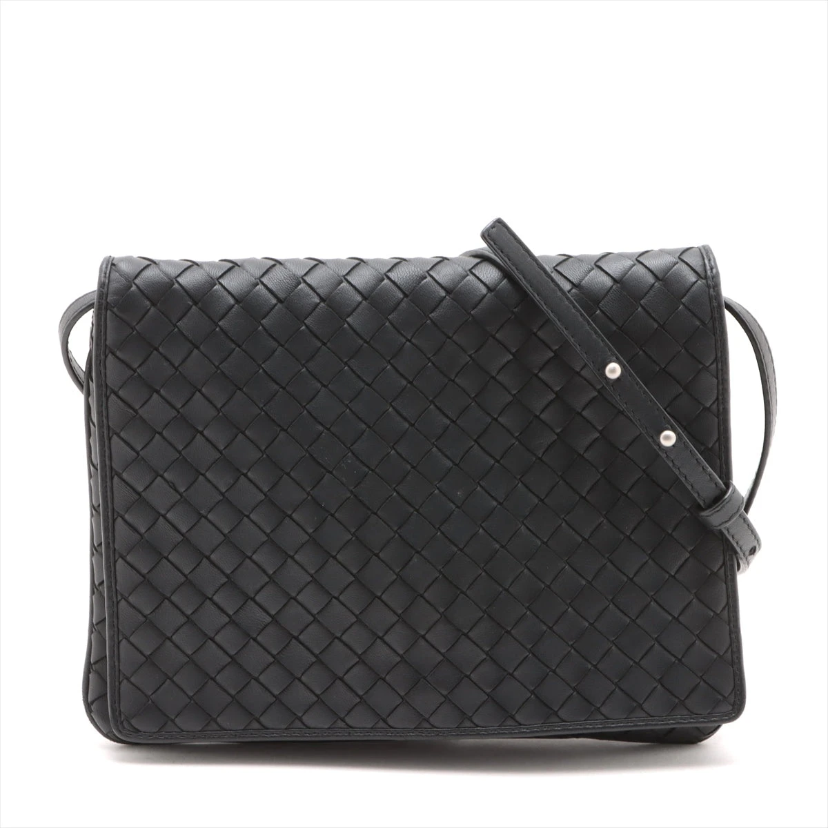 ボッテガヴェネタ イントレチャート レザー ショルダーバッグ ブラック  
