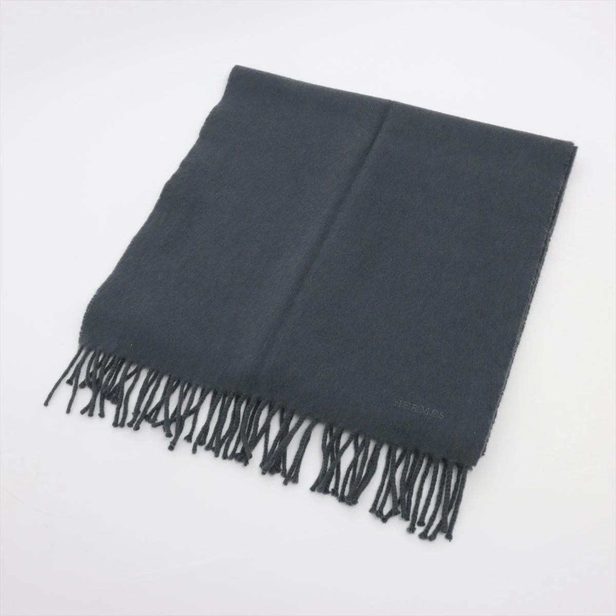 エルメス ロゴ マフラー カシミヤ グレー A3448518｜中古ブランド品