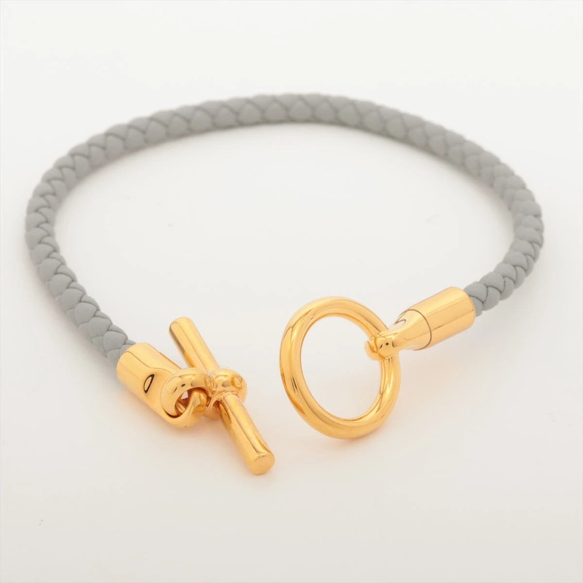 エルメス グレナン ブレスレット GP×革 ゴールド×グレー A3447542 