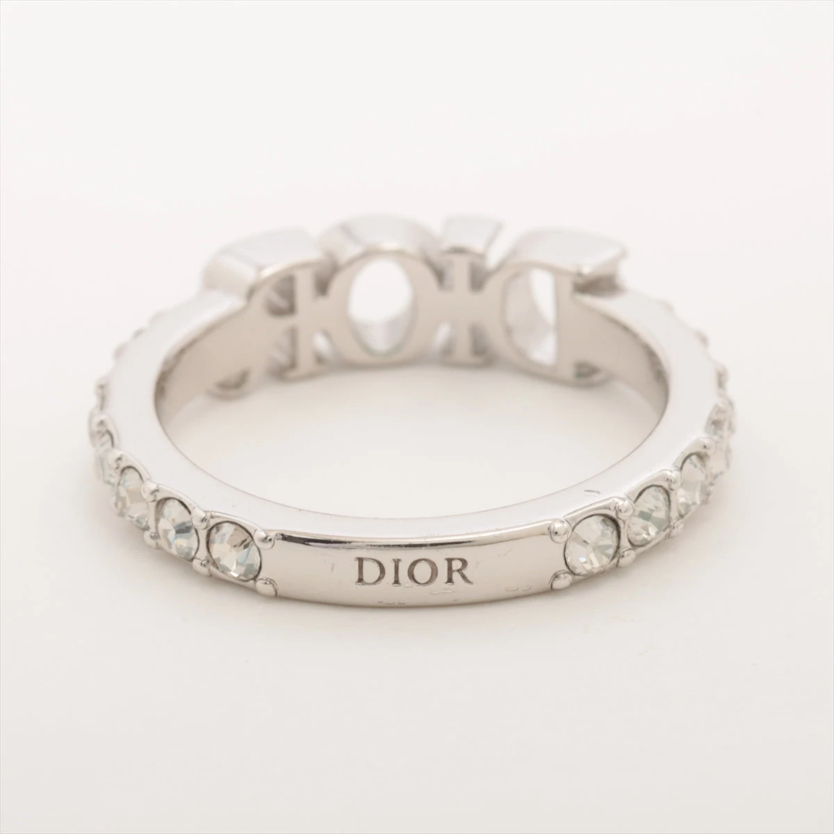 ディオール Diorロゴ リング GP×ラインストーン シルバー