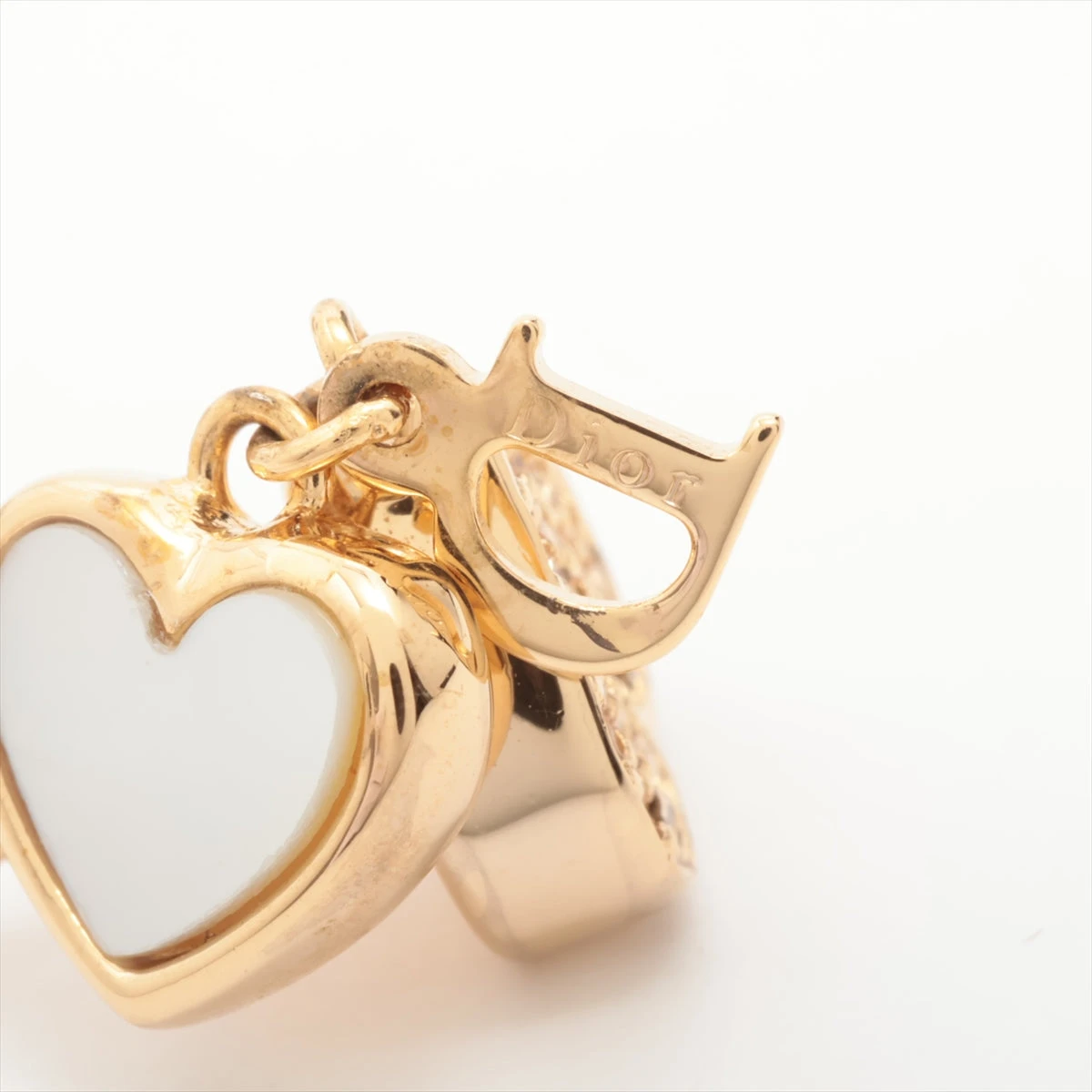 クリスチャンディオール ハート ピアス(両耳用) GP×シェル×ライン