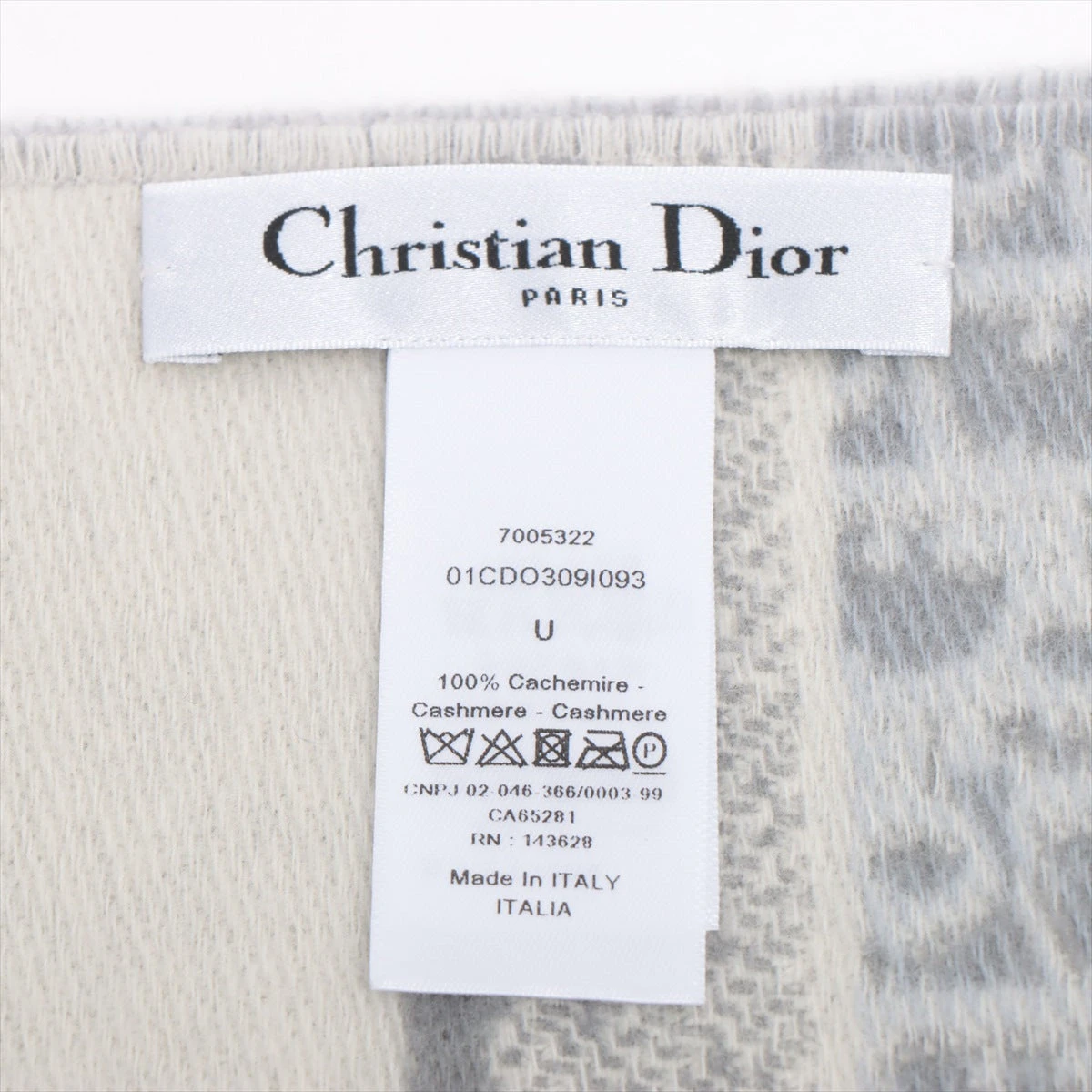 ディオール 01CDO309I093 オブリーク マフラー カシミヤ グレー