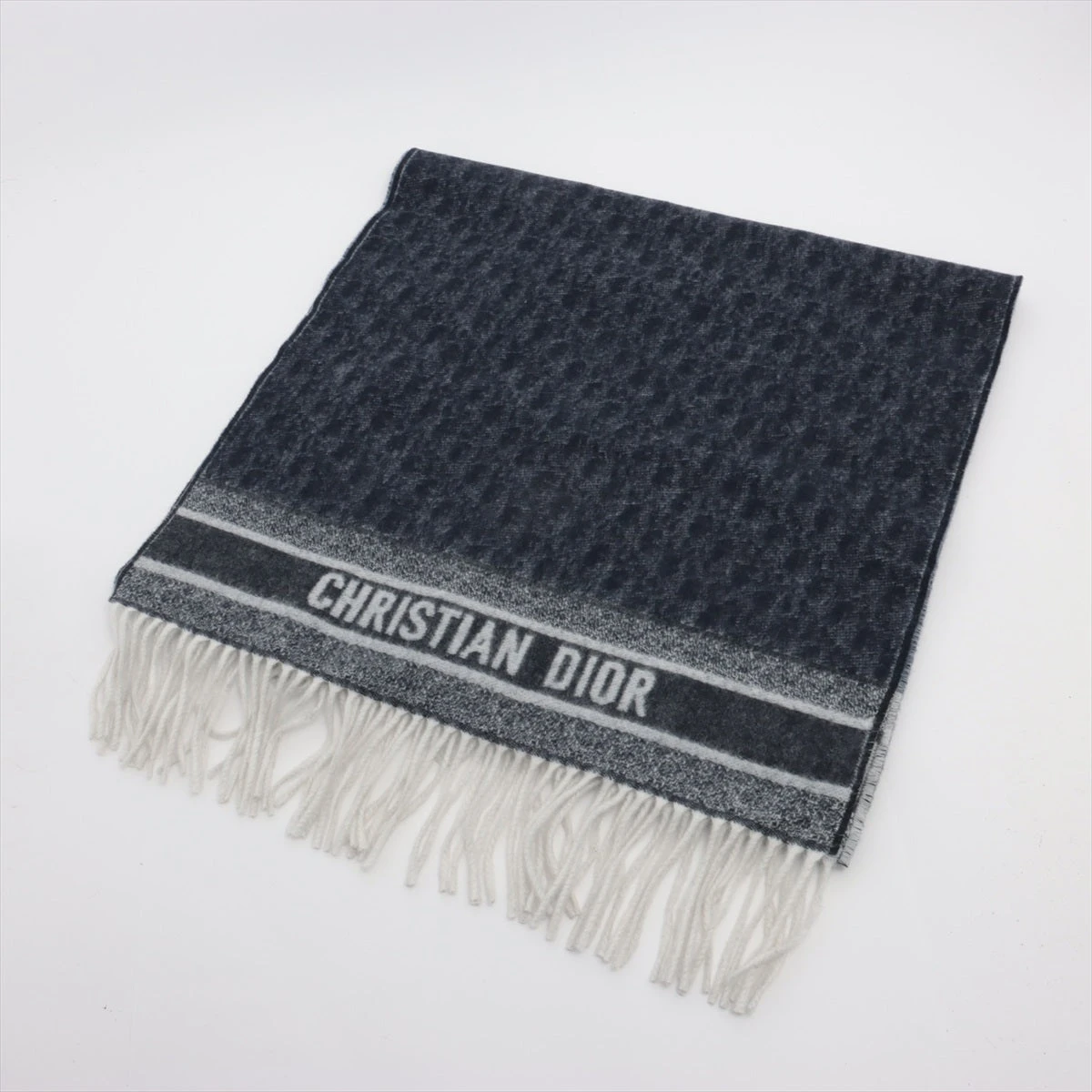 Christian Dior ウールマフラー 黒白ロゴ