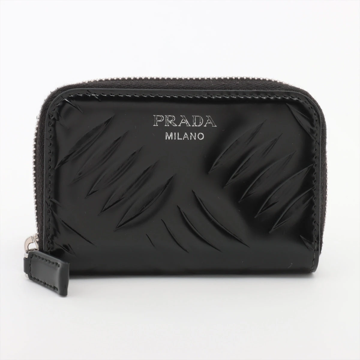 未使用PRADAコインケース2MM003 プラダ / PRADA トライアングル コインケース ブラック/シルバー