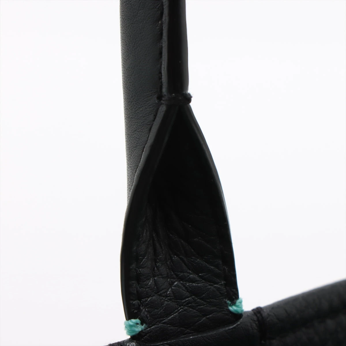 ティファニー レザー 2WAYハンドバッグ ブラック×ティファニーブルー