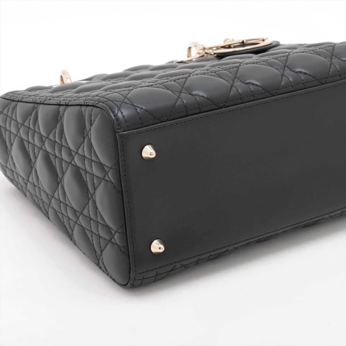 【美品】クリスチャンディオール　レディ　レザー　カナージュ　ハンドバッグ CHRISTIAN DIOR レディディオール ミディアム カナージュ レザー