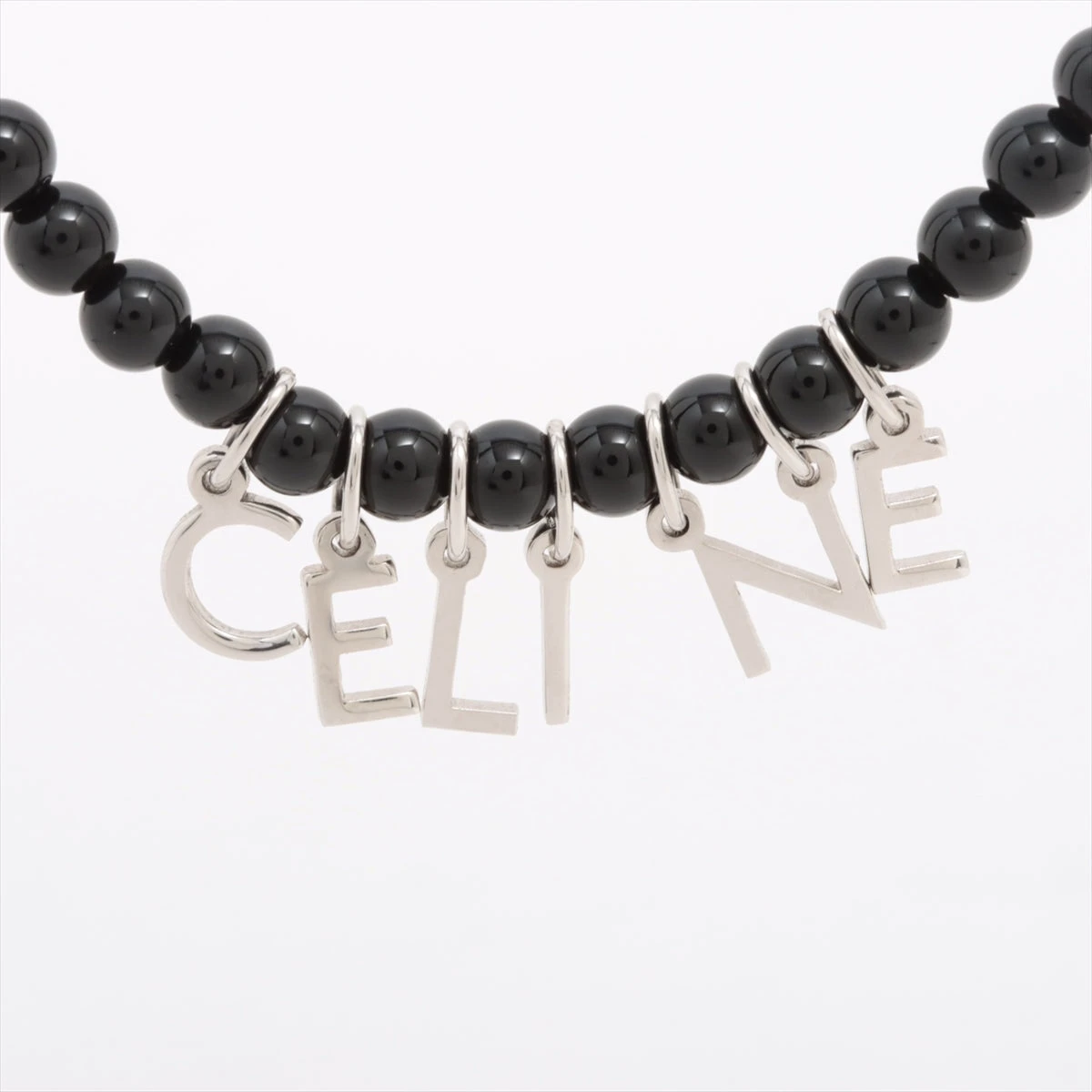 【CELINE セリーヌ】23SS＊モノクローム ネックレス ロゴ セリーヌ ロゴ FCA2214 ネックレス オニキス ブラック×シルバー