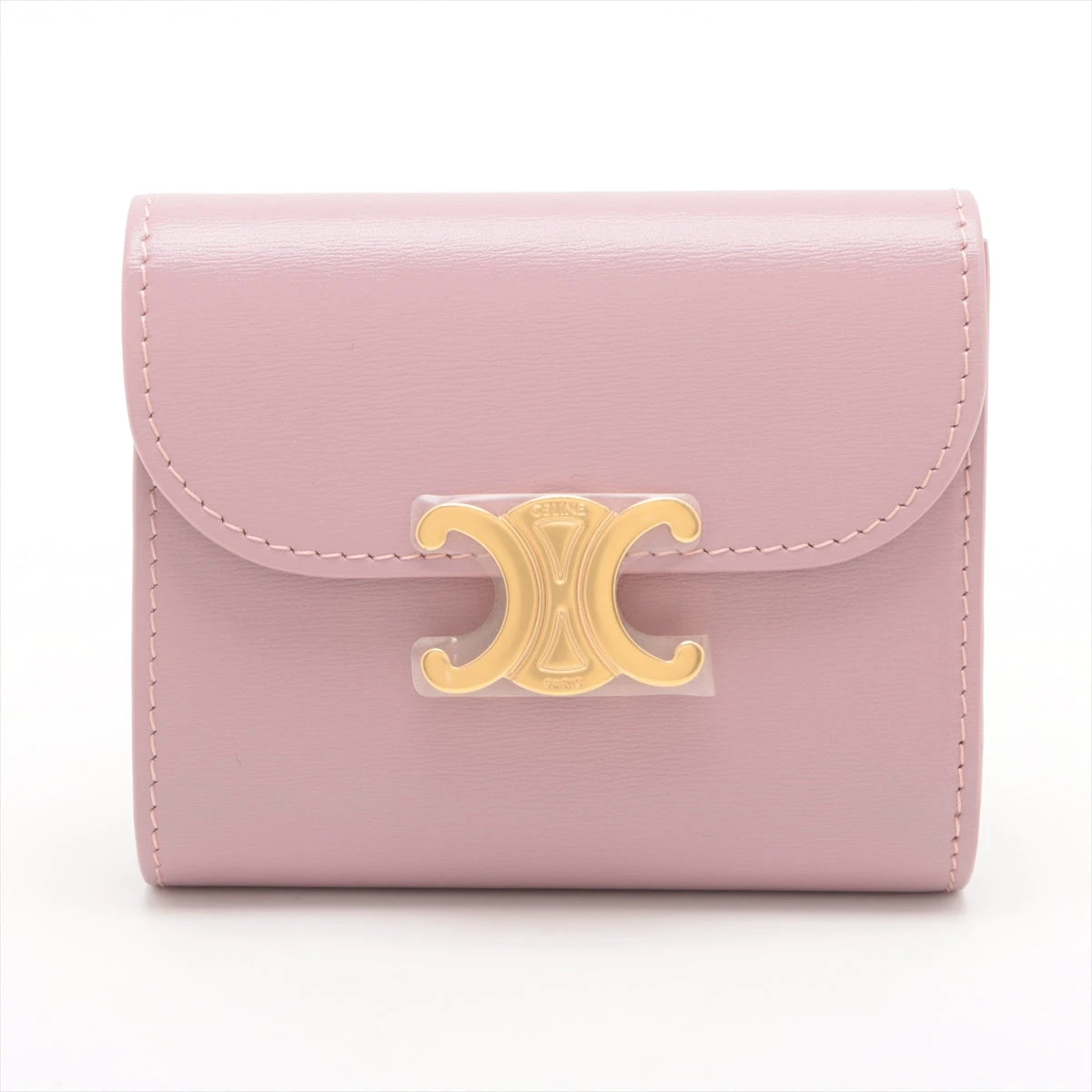 【新品・未使用】CELINE コンパクトウォレット トリオンフ パステルピンク セリーヌ トリオンフ レザー コンパクトウォレット ピンク A3450879
