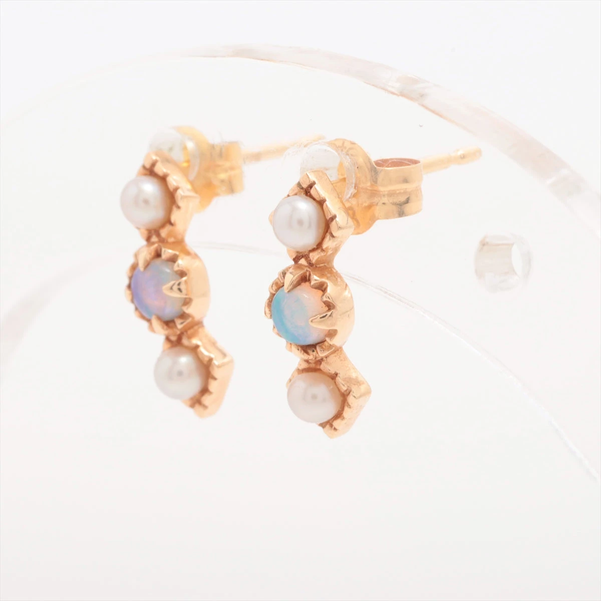 エテ 色石 ピアス K18(YG)×K10(PG) 0.8g キャッチ K18(YG