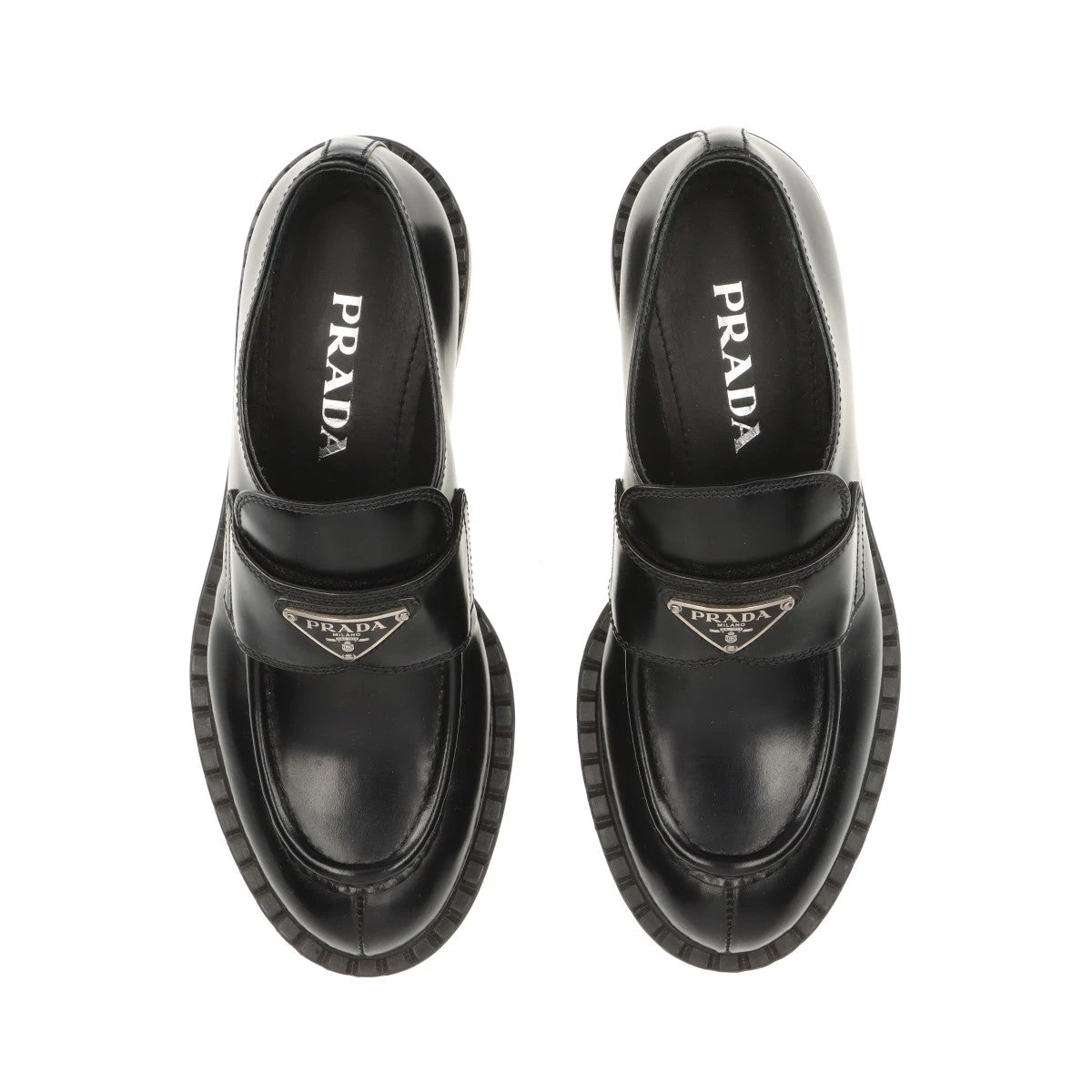 PRADA ブラック ローファー 箱・保存袋付き プラダチョコレート　サイズ8 プラダ チョコレート レザー ローファー EU37 レディース
