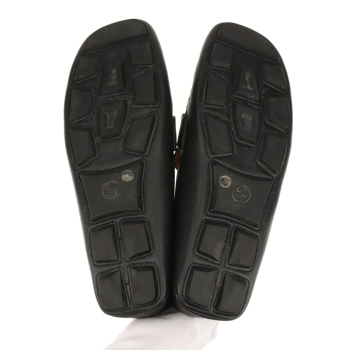 GUCCI GGマーモント ドライビングシューズスエード ブラック ホースビット付き メンズ ドライビングシューズ ・ブラック GG