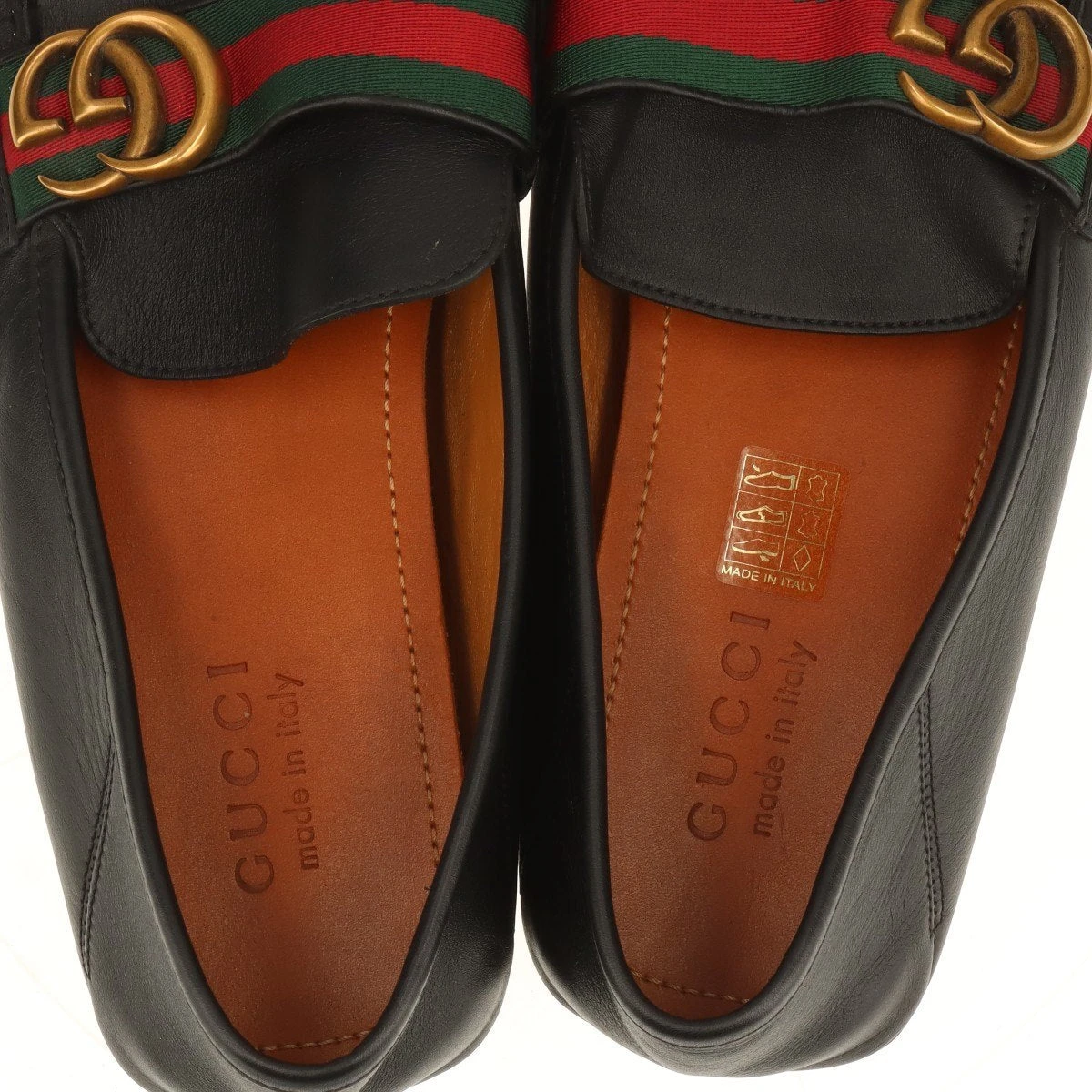 極美品◎グッチ GGマーモント パンプス　シェリーライン　ウェブライン レザー グッチ GGマーモント レザー ドライビングシューズ 10 メンズ