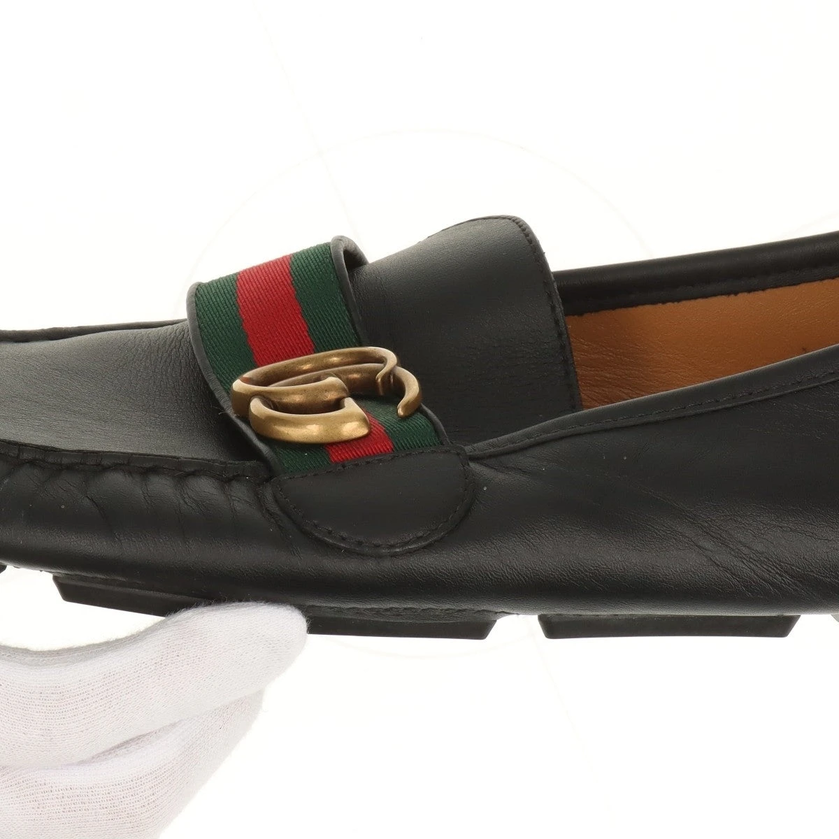 グッチ GGマーモント レザー ドライビングシューズ 10 メンズ ブラック