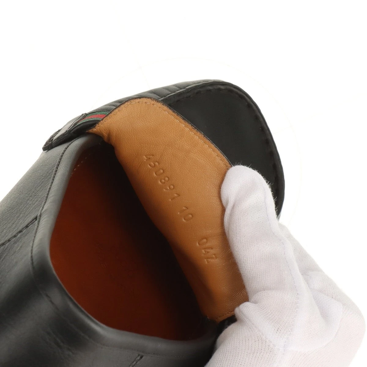 極美品◎グッチ GGマーモント パンプス　シェリーライン　ウェブライン レザー グッチ GGマーモント レザー ドライビングシューズ 10 メンズ