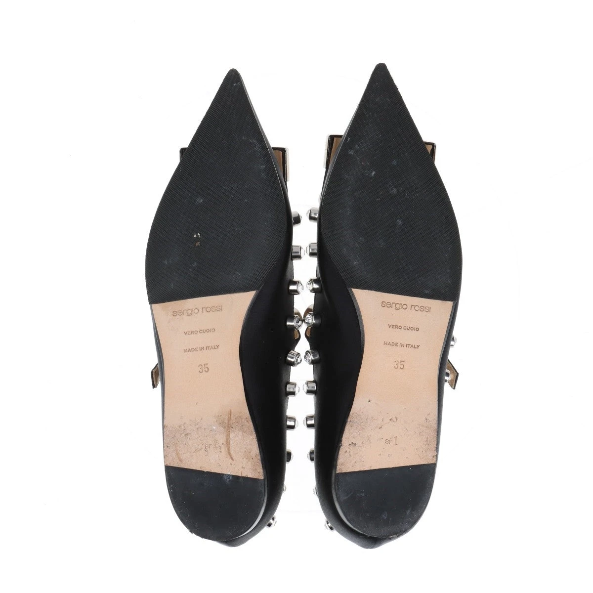 セルジオロッシ SR1 サテン×レザー フラットパンプス 35 レディース