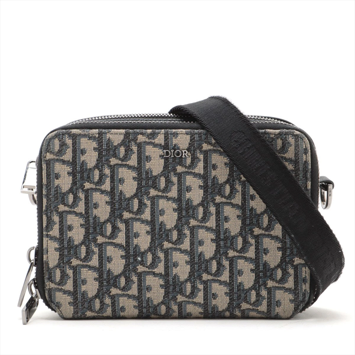 Christian Dior オブリークレザーショルダーバッグ ディオール オブリーク キャンバス×レザー ショルダーバッグ ネイビー