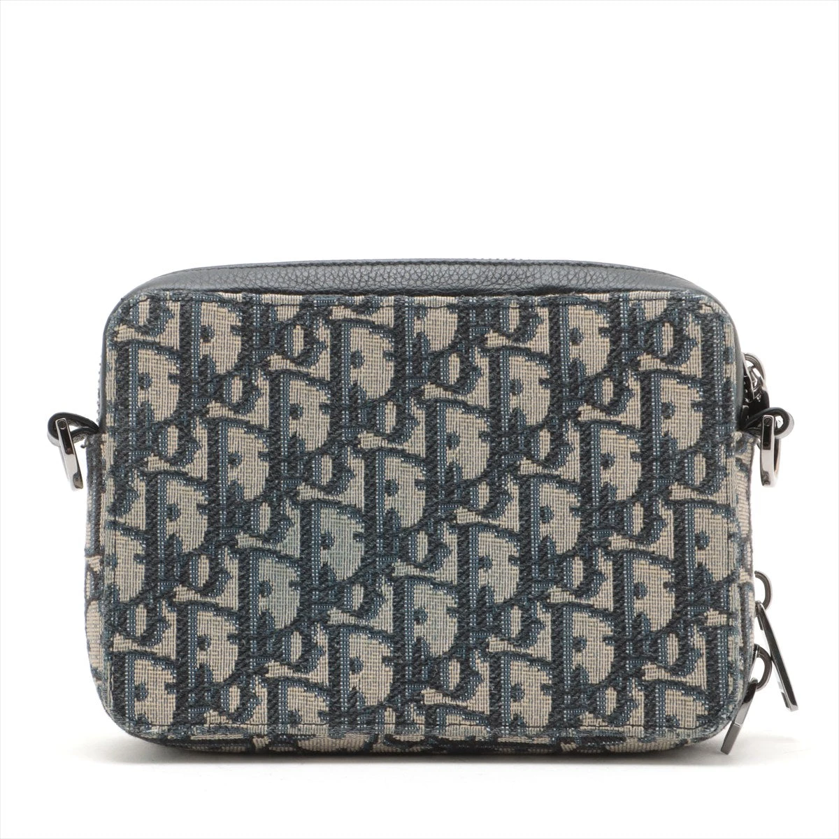 ディオール オブリーク キャンバス×レザー ショルダーバッグ ネイビー