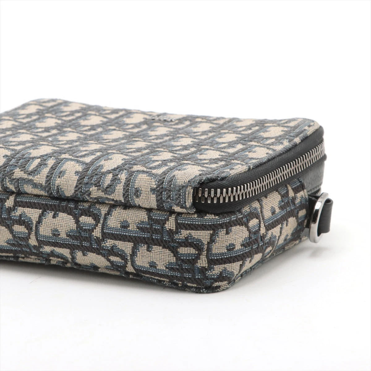 ディオール オブリーク キャンバス×レザー ショルダーバッグ ネイビー