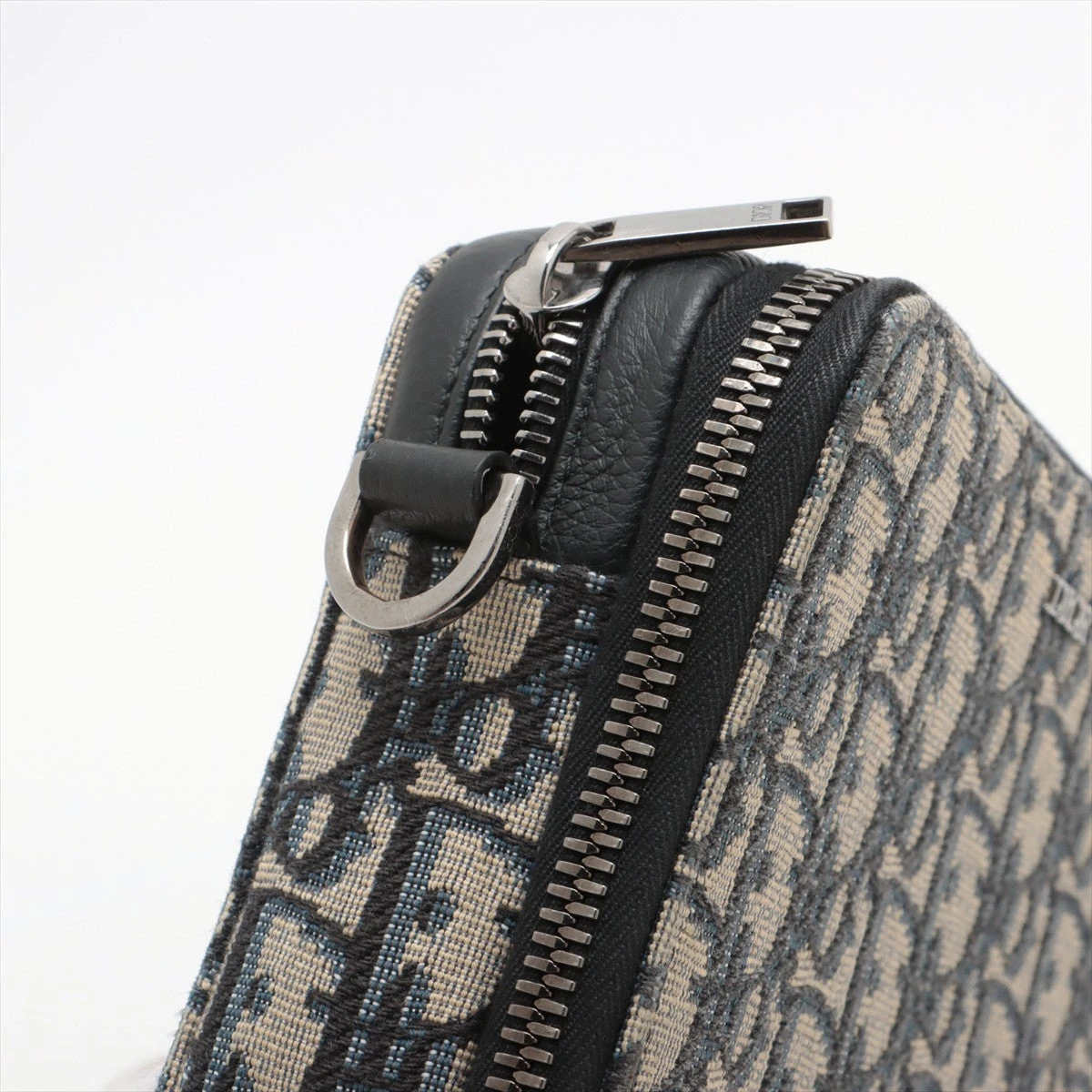 ディオール オブリーク キャンバス×レザー ショルダーバッグ ネイビー