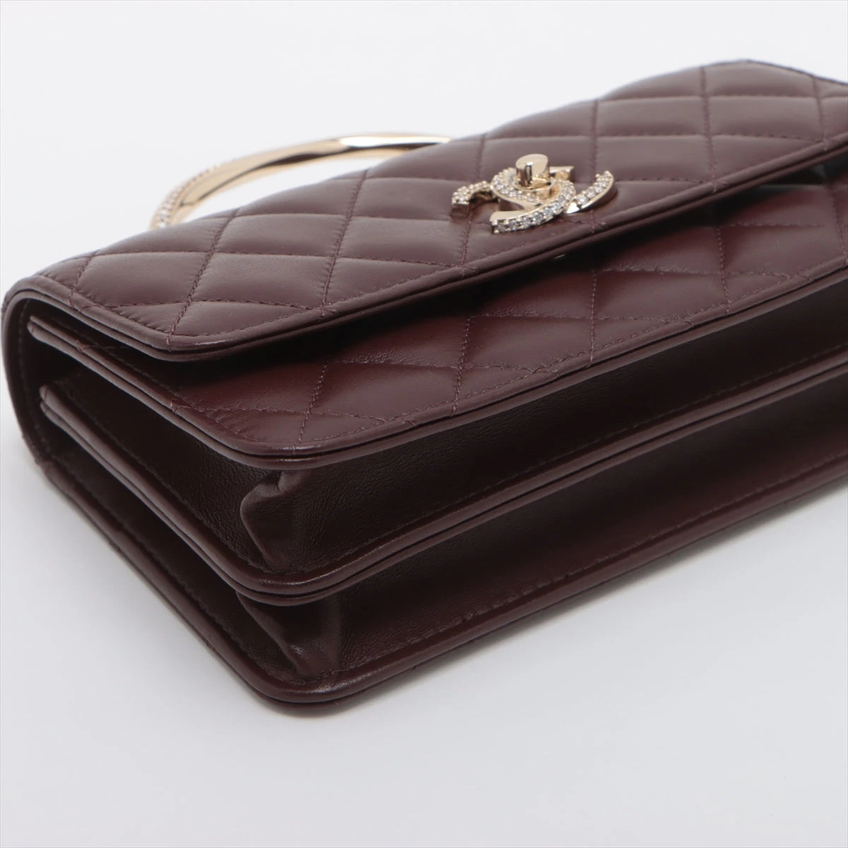 開運財布！新品未使用CHANELマトラッセ ラム ゴールド正規品保証1632 シャネル マトラッセ ラムスキン チェーンウォレット ボルドー