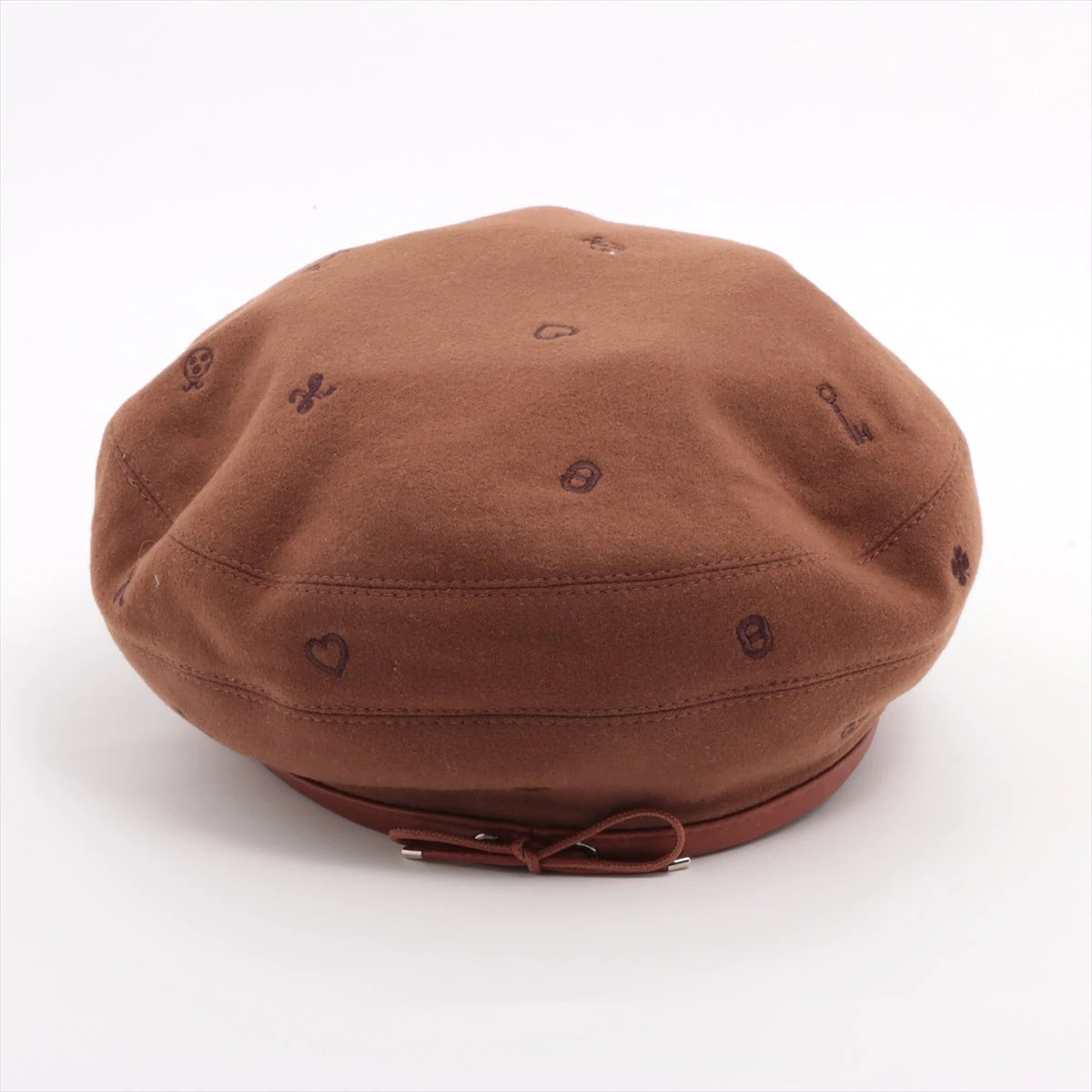 【美品】エルメス HERMES ベレー帽 サントノーレチャーム ブラウン 58 エルメス サントノーレ チャーム ベレー帽 57 カシミヤ ブラウン