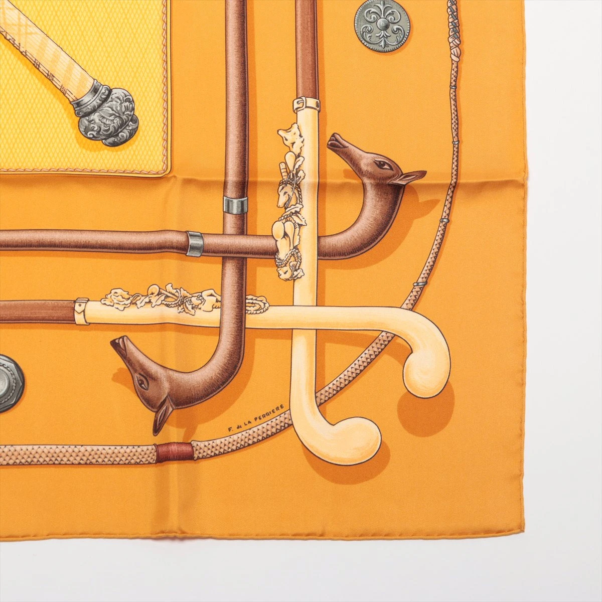 HERMES カレ90 シルクスカーフ　(ステッキ) エルメス HERMES/スカーフ カレ90 ステッキと杖飾り CANNES