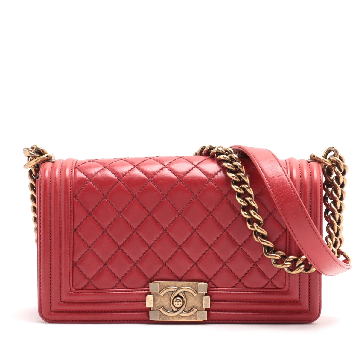 VINTAGE シャネル BOY CHANEL 25cm レッド/G金具 シャネル ボーイシャネル バッグ｜レッド(赤)｜中古ブランド品