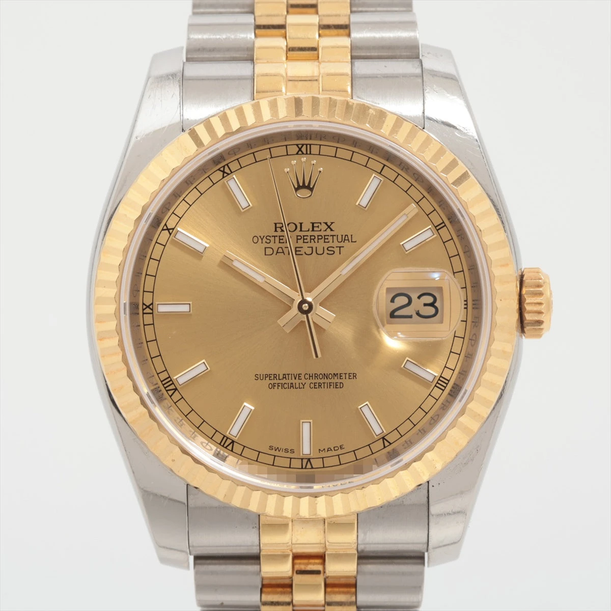 〇純正 ROLEX 16233駒 YG×SS DATEJUST ジュビリーブレス Rolex Datejust 36 18kt YG & SS White Roman Dial Jubilee